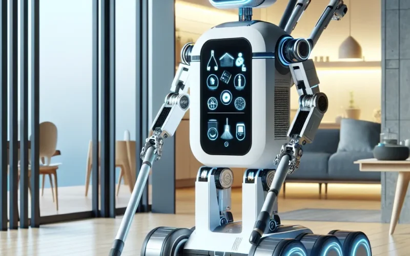 "SwitchBot K20 Plus multitasking household robot showcased in a modern home, highlighting its advanced features for seamless home automation and enhanced daily living."