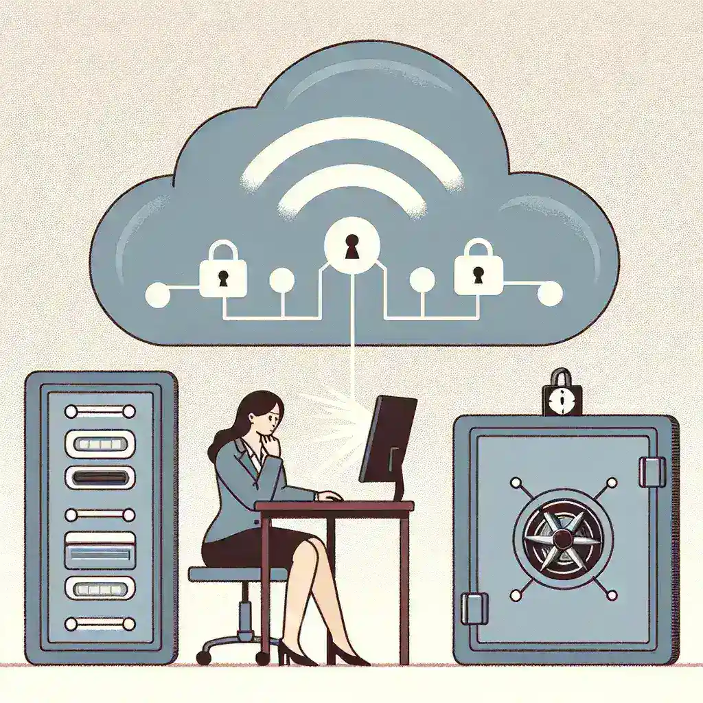 "Person using a laptop to access a cloud account for recovery, illustrating the challenges and risks of hacking into one's own cloud storage for account recovery purposes."