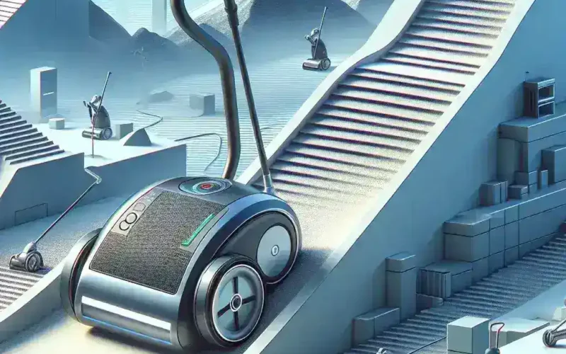 "Image of Dreame's new robot vacuum showcasing advanced climbing capabilities, designed for tackling stairs and uneven surfaces, highlighting its innovative technology and modern design."