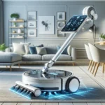 "Roborock S8 Pro Ultra robot vacuum with robotic arm in action, demonstrating advanced home cleaning capabilities on a modern living room floor."