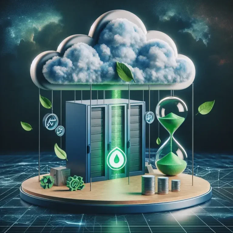 "Diagram illustrating carbon aware scheduling in cloud computing, showcasing energy savings and environmental benefits through optimized resource management."