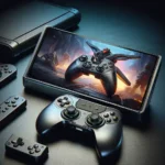 "Lenovo Legion gaming device with detachable controllers, showcasing innovative portable gaming features in a sleek design, perfect for on-the-go gamers."