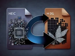 "Step-by-step guide for converting HEIC images to JPG format effortlessly, showcasing a laptop screen with conversion software and HEIC images."