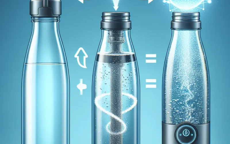 "Revolutionary SodaStream-like device attached to a Hydro Flask, creating sparkling water at home with a sleek design, demonstrating convenience and innovation in beverage preparation."