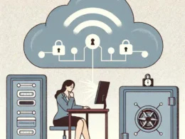 "Person using a laptop to access a cloud account for recovery, illustrating the challenges and risks of hacking into one's own cloud storage for account recovery purposes."